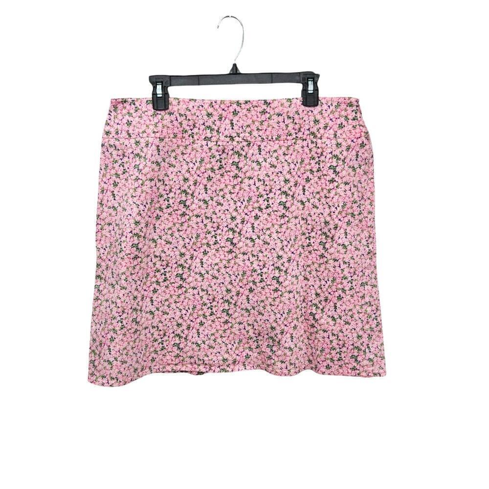 Chaus Pink Floral Stretch A-Line Knee Length Skirt Size 16